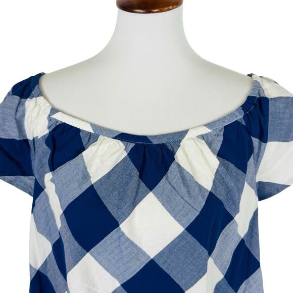 Southern Tide Isabel Checkered Off Shoulder Mini Dress Grace Blue/White Womens S - Picture 3 of 13